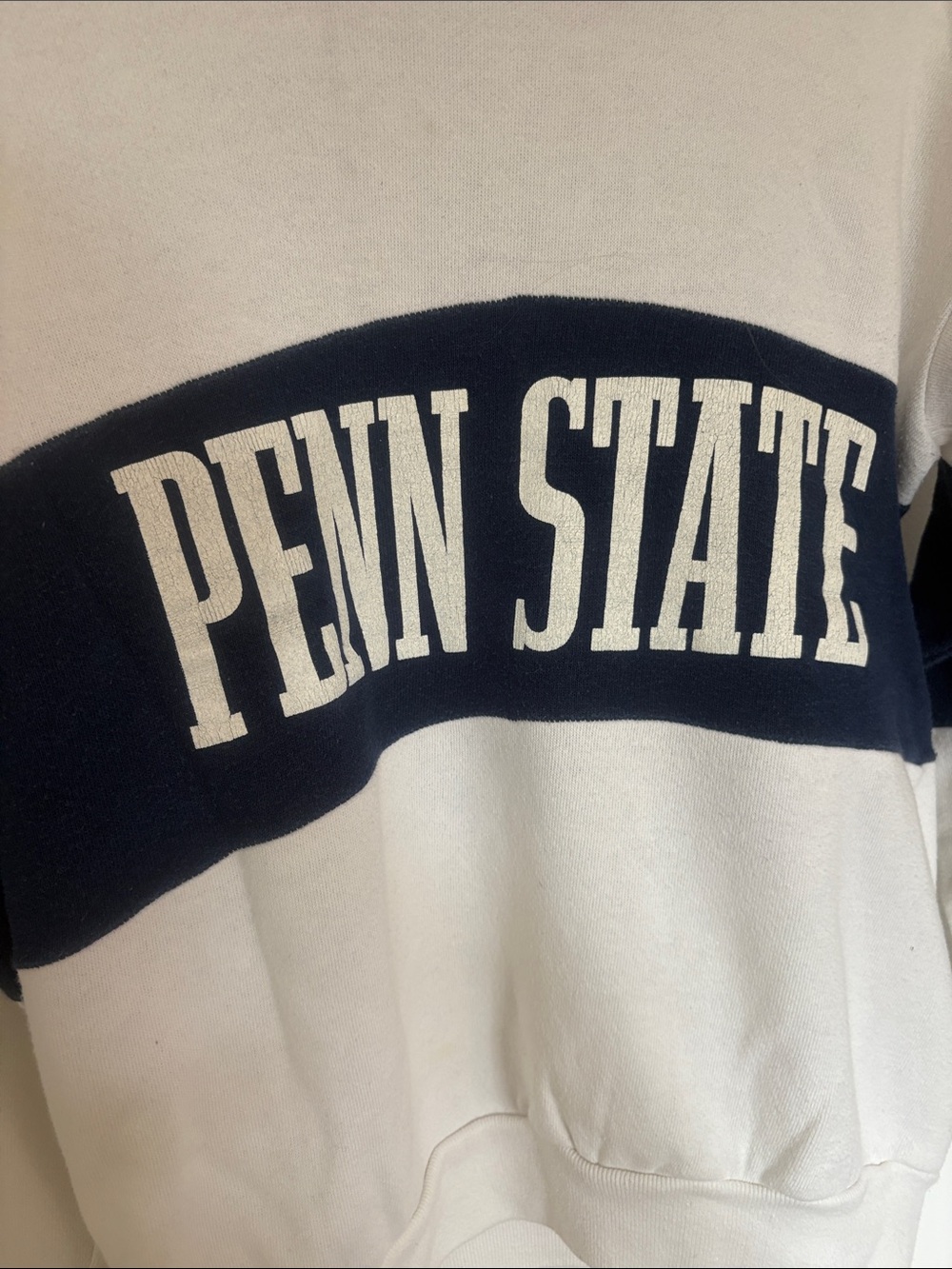 Women's Two-Tone Vitnage Penn State Hooded Sweatshirt in White and Navy - Picture 2 of 7